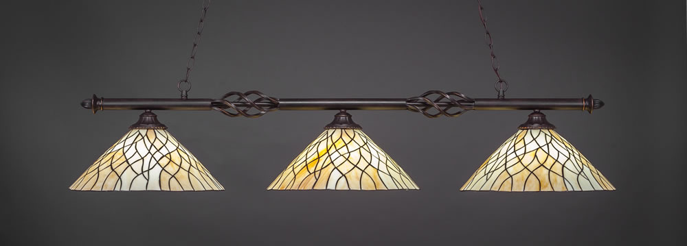 Eleganté 3 Light Bar Shown In Dark Granite Finish With 16" Sandhill Tiffany Glass