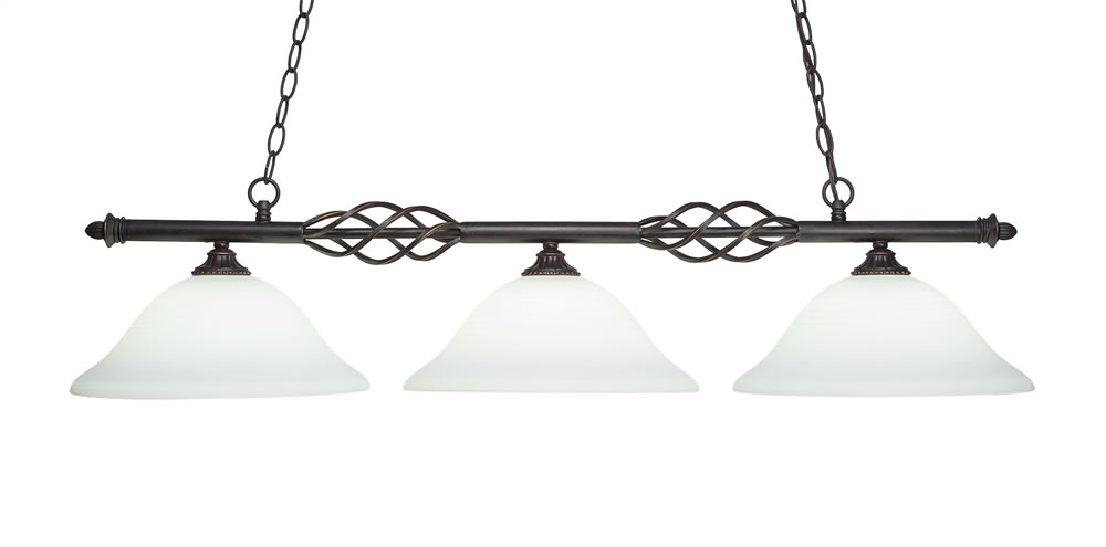 Eleganté 3 Light Island Light With 12" White Linen Glass