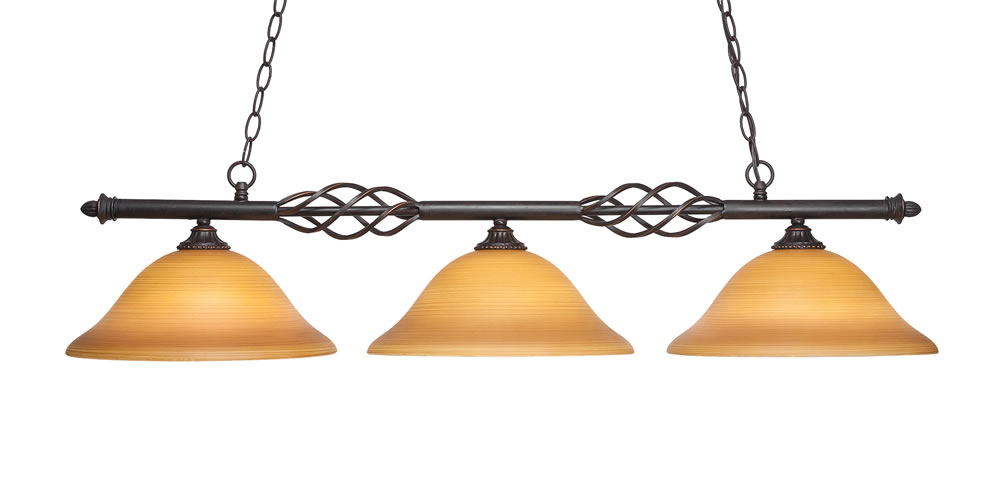 Eleganté 3 Light Island Light With 12" Cayenne Linen Glass