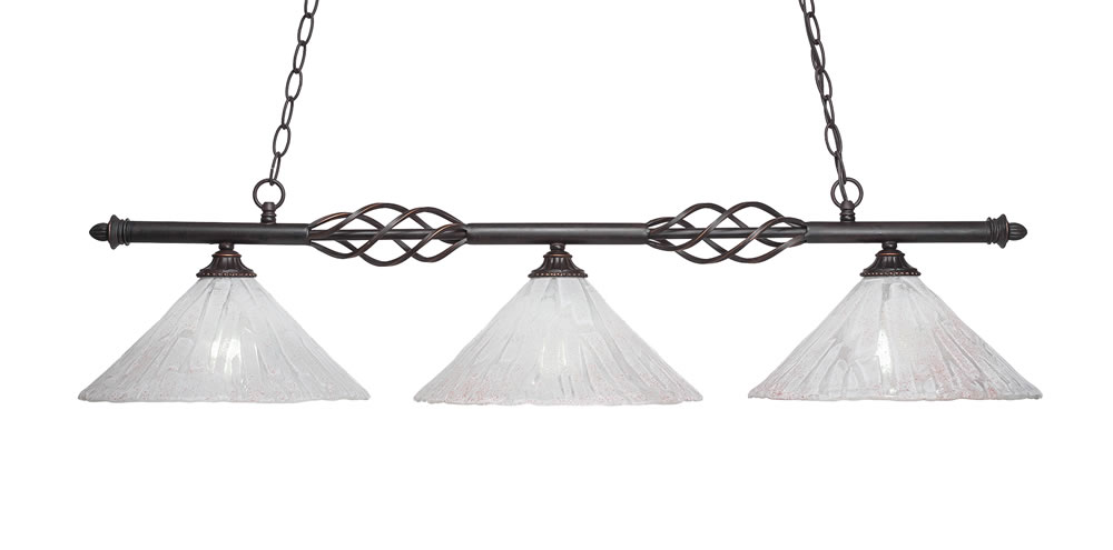 Eleganté 3 Light Island Light With 12" Italian Ice Glass