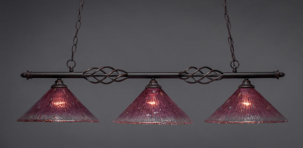 Eleganté 3 Light Island Light With 12" Wine Crystal Glass