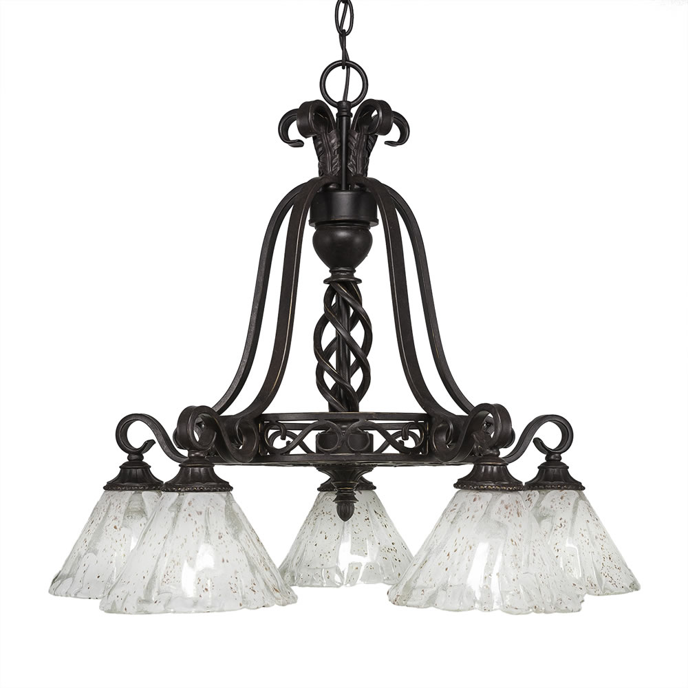 Eleganté 5 Light Chandelier Shown In Dark Granite Finish With 7" Italian Ice Glass