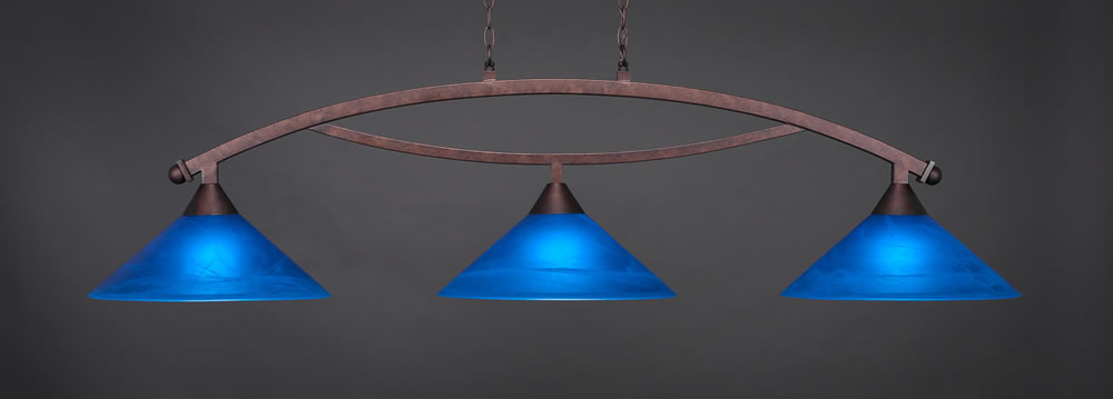 Bow 3 Light Bar Shown In Bronze Finish With 16" Blue Italian Glass