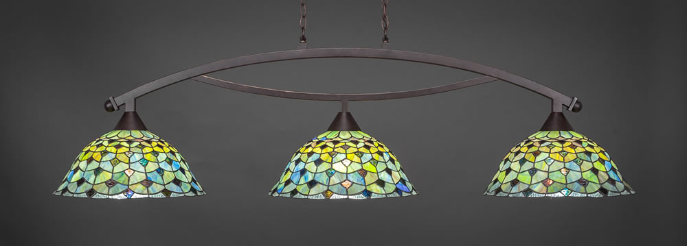 Bow 3 Light Bar Shown In Dark Granite Finish With 16" Crescent Tiffany Glass