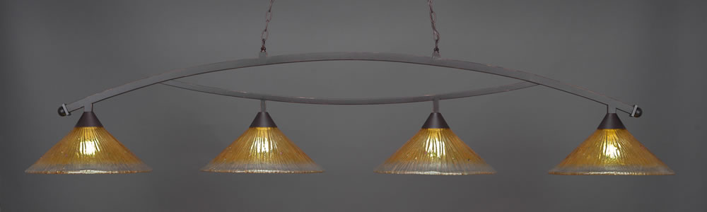 Bow 4 Light Bar Shown In Dark Granite Finish With 16" Gold Champagne Crystal Glass
