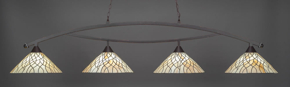 Bow 4 Light Bar Shown In Dark Granite Finish With 16" Sandhill Tiffany Glass