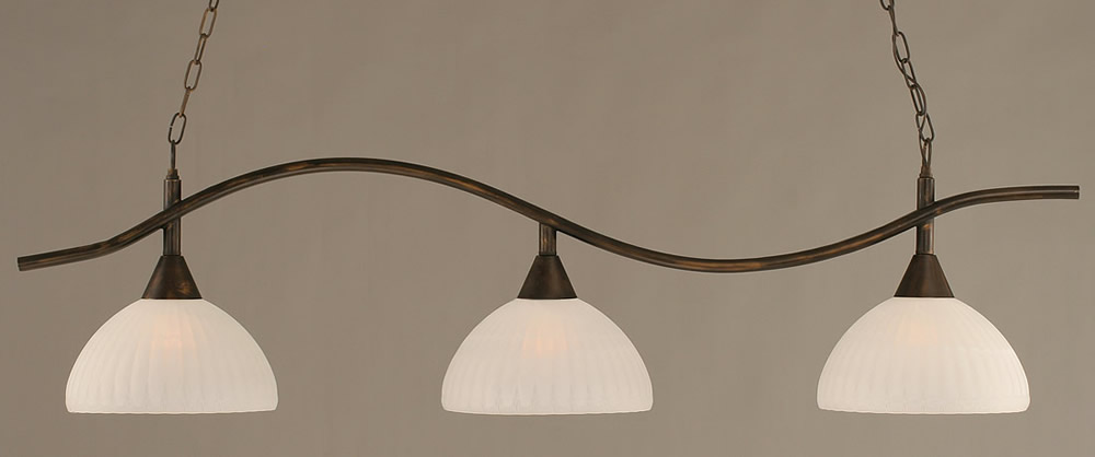 Swoop 3 Light Billiard Light Shown In Bronze Finish With 14" Alabaster Pumpkin Glass