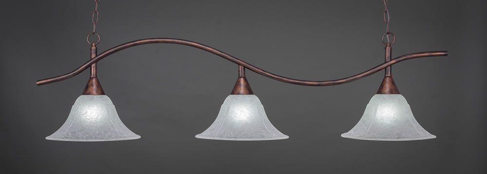 Swoop 3 Light Billiard Light Shown In Bronze Finish With 14" White Marble Glass