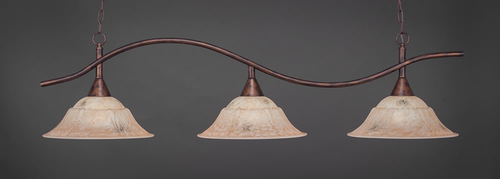 Bronze Finish 3 Light Swoop Bar with 16" Italian Marble Glass