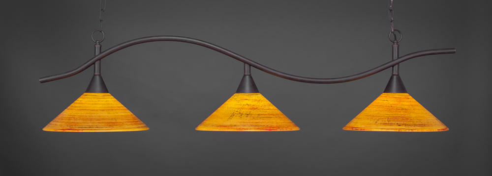 Swoop 3 Light Billiard Light Shown In Dark Granite Finish With 16" Firré Saturn Glass