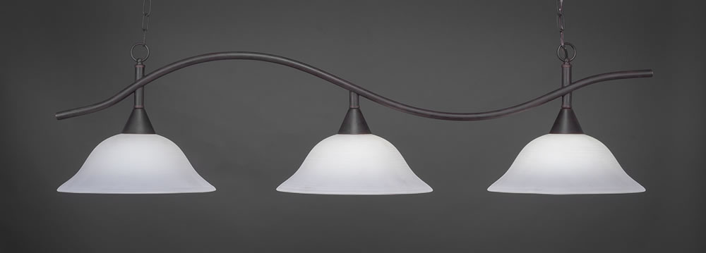 Swoop 3 Light Billiard Light Shown In Dark Granite Finish With 16" White Linen Glass