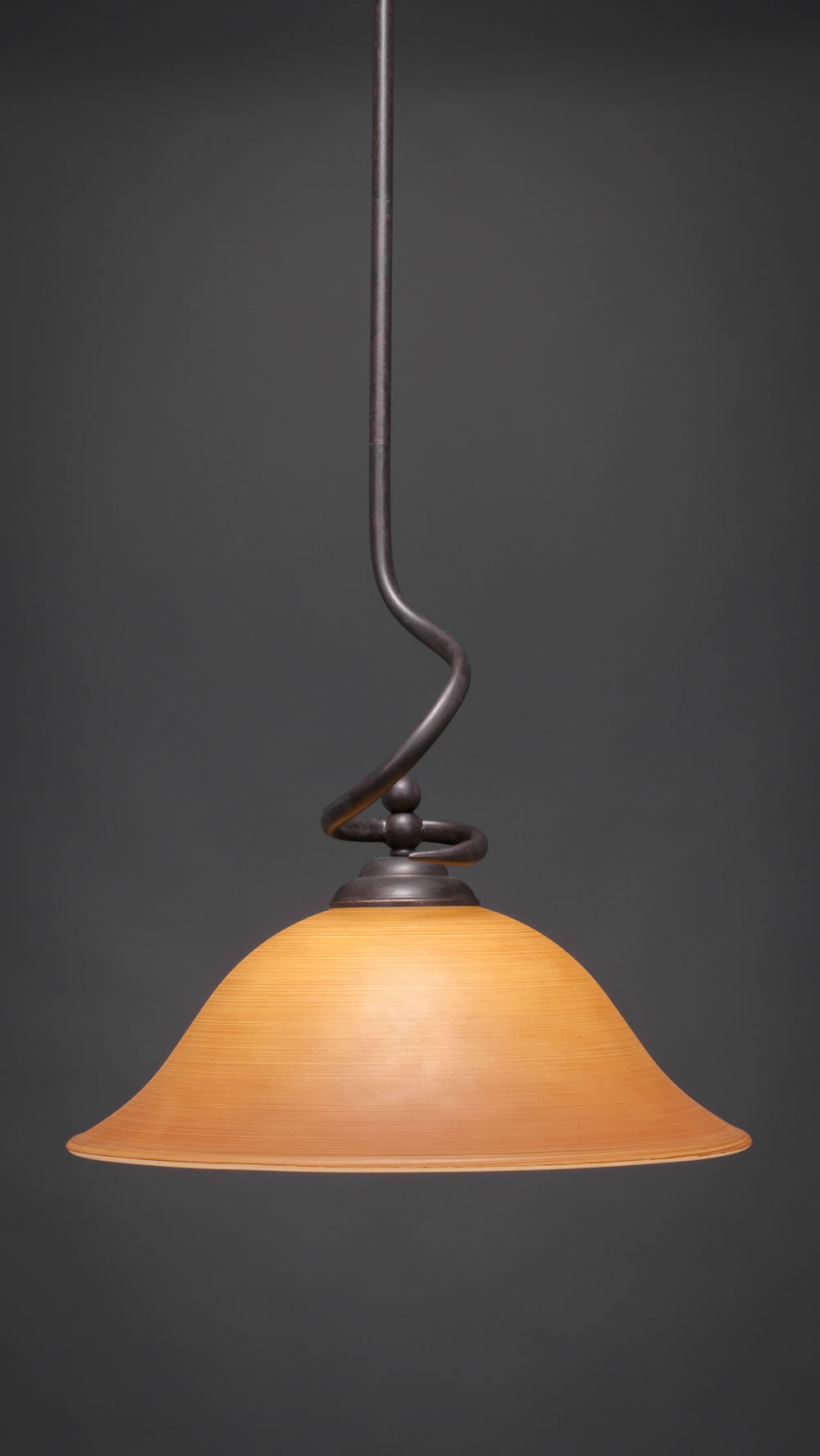 Capri Stem Pendant With Hang Straight Swivel Shown In Dark Granite Finish With 16" Cayenne Linen Glass