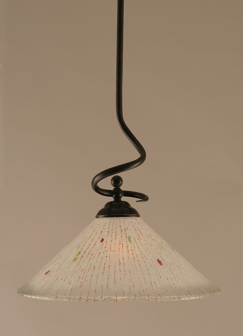 Capri Stem Pendant With Hang Straight Swivel Shown In Dark Granite Finish With 16" Frosted Crystal Glass