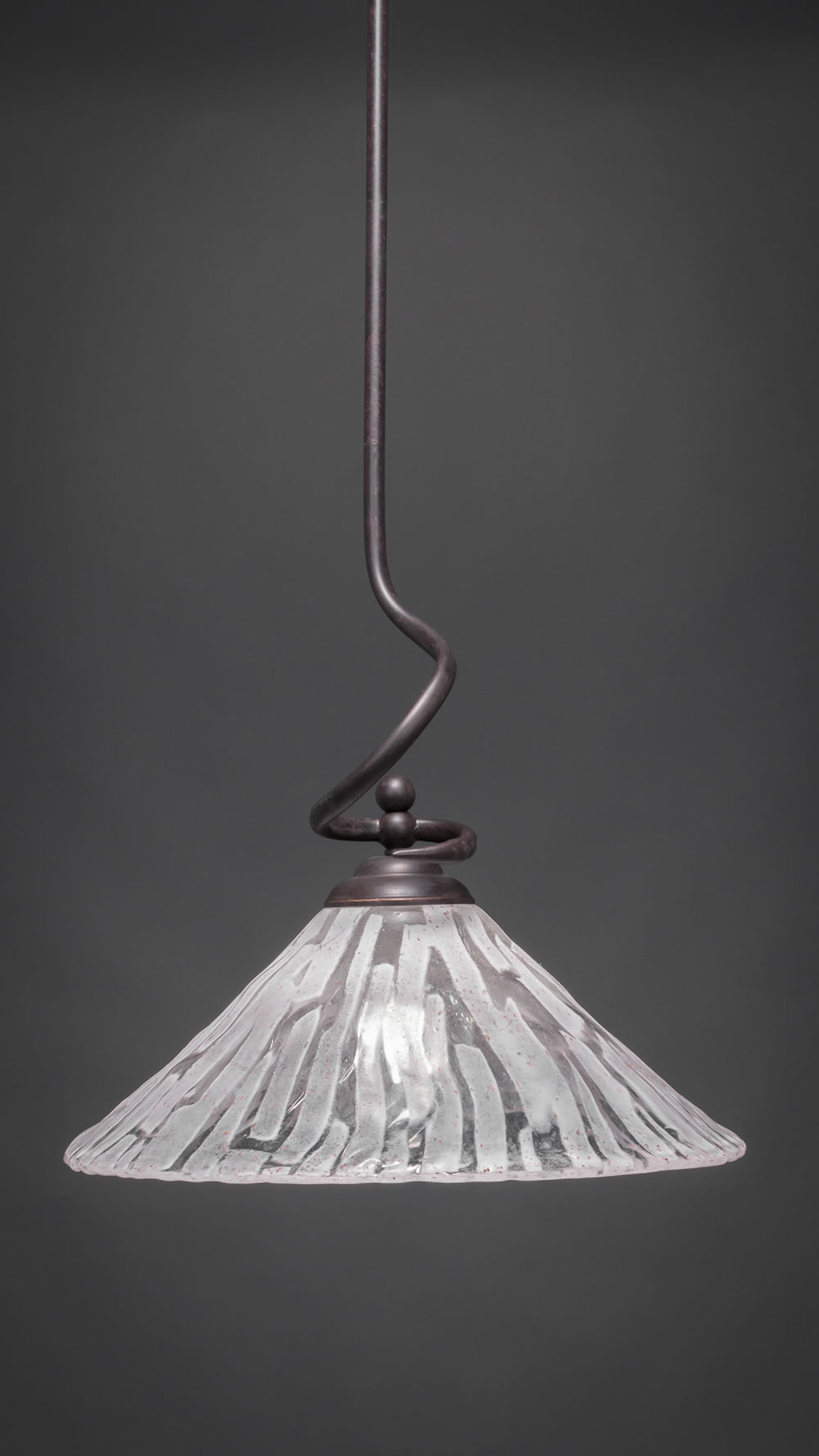 Capri Stem Pendant With Hang Straight Swivel Shown In Dark Granite Finish With 16" Italian Ice Glass