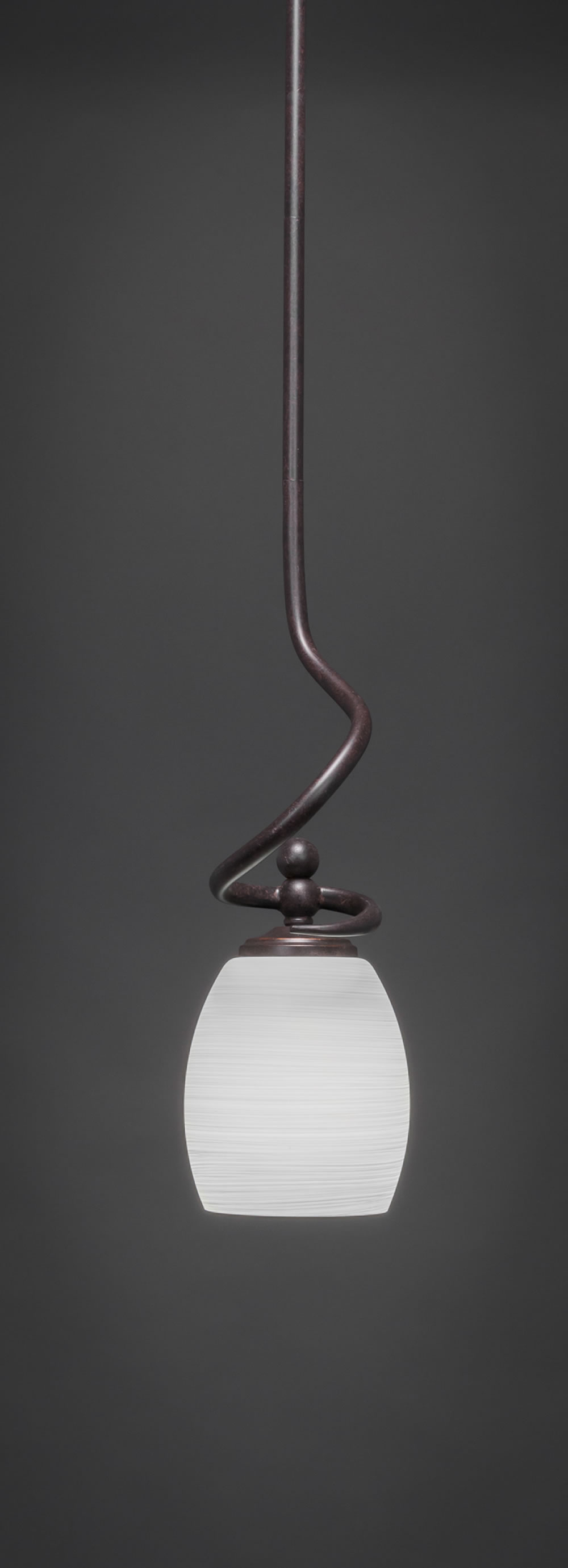 Capri Stem Mini Pendant With Hang Straight Swivel Shown In Dark Granite Finish With 5" White Linen Glass