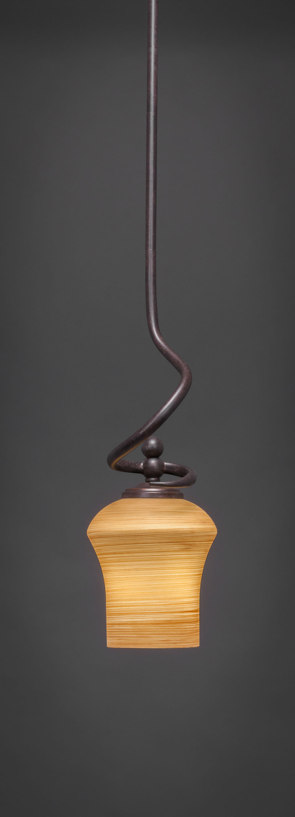 Capri Stem Mini Pendant With Hang Straight Swivel Shown In Dark Granite Finish With 5.5" Zilo Cayenne Linen Glass