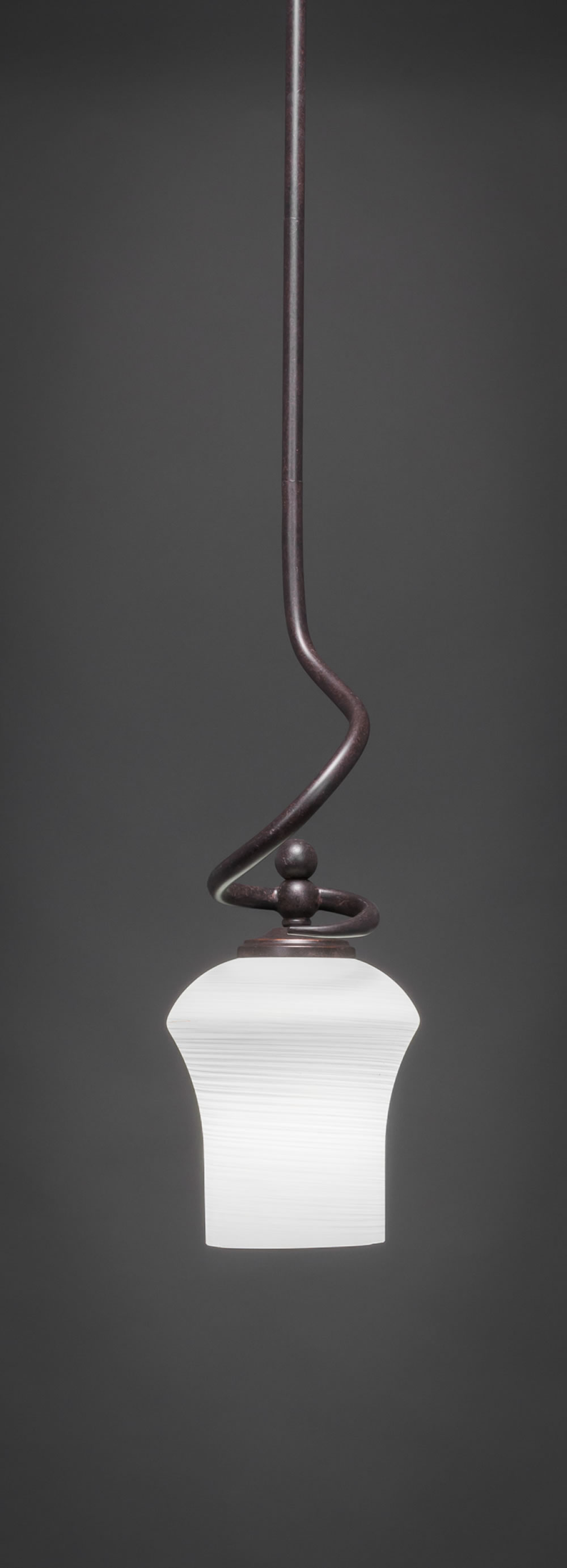 Capri Stem Mini Pendant With Hang Straight Swivel Shown In Dark Granite Finish With 5.5" Zilo White Linen Glass