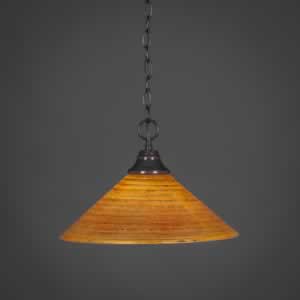 Black Copper Finish 1 Light Pendant With Firré Saturn Glass