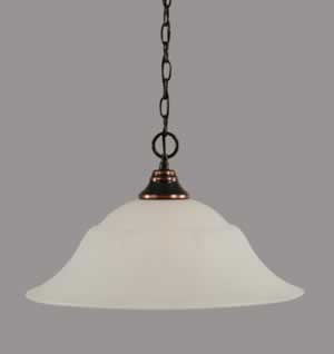 Chain Hung Pendant Shown In Black Copper Finish With 20" White Marble Glass