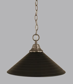Chain Hung Pendant Shown In Brushed Nickel Finish With 16" Charcoal Spiral Glass