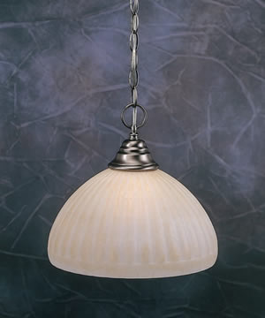 Chain Hung Pendant Shown In Brushed Nickel Finish With 14" Rosetta Pumpkin Glass
