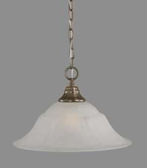 Chain Hung Pendant Shown In Brushed Nickel Finish With 16" White Marble Glass