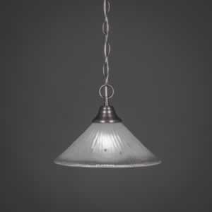 Chain Hung Pendant Shown In Brushed Nickel Finish With 12" Frosted Crystal Glass