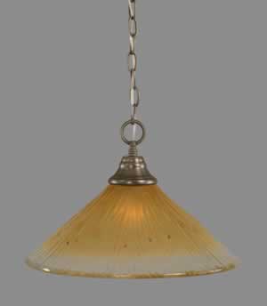 Chain Hung Pendant Shown In Brushed Nickel Finish With 16" Amber Crystal Glass