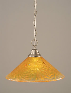 Chain Hung Pendant Shown In Brushed Nickel Finish With 16" Gold Champagne Crystal Glass