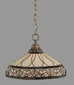 Chain Hung Pendant Shown In Brushed Nickel Finish With 16" Royal Merlot Tiffany Glass