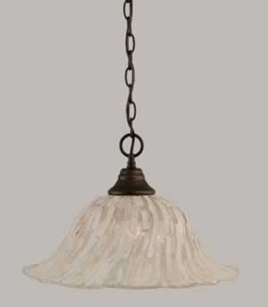 Chain Hung Pendant Shown In Bronze Finish With 17" Italian Ice Glass