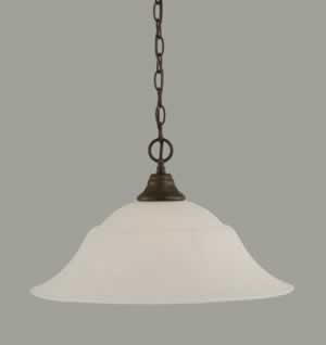 Chain Hung Pendant Shown In Bronze Finish With 20" White Marble Glass