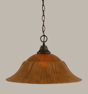 Chain Hung Pendant Shown In Bronze Finish With 20" Tiger Glass