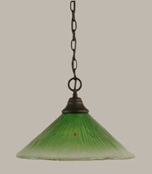 Chain Hung Pendant Shown In Bronze Finish With 16" Kiwi Green Crystal Glass