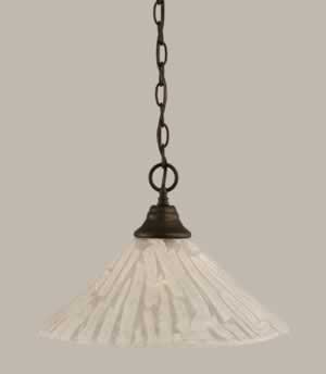 Chain Hung Pendant Shown In Bronze Finish With 16" Italian Ice Glass