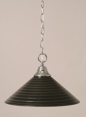 Chain Hung Pendant Shown In Chrome Finish With 16" Charcoal Spiral Glass