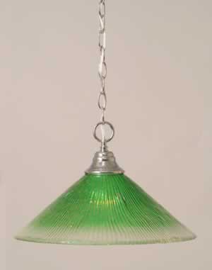 Chain Hung Pendant Shown In Chrome Finish With 16" Kiwi Green Crystal Glass