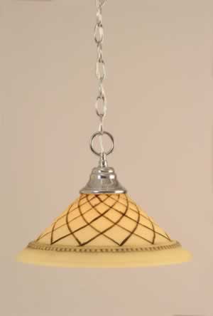 Chain Hung Pendant Shown In Chrome Finish With 12" Chocolate Icing Glass