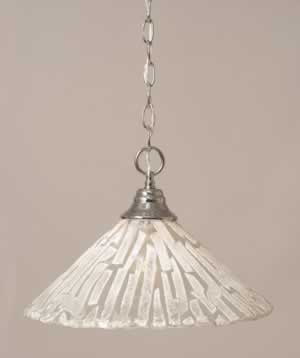 Chain Hung Pendant Shown In Chrome Finish With 16" Italian Ice Glass