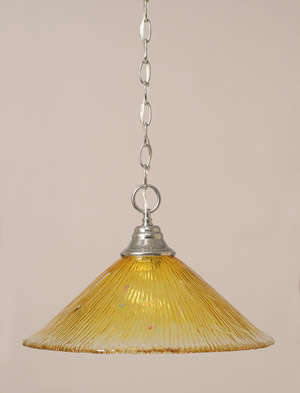 Chain Hung Pendant Shown In Chrome Finish With 16" Gold Champagne Crystal Glass