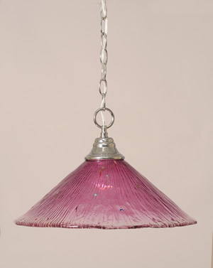 Chain Hung Pendant Shown In Chrome Finish With 16" Wine Crystal Glass