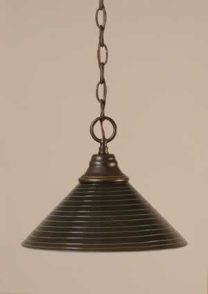 Chain Hung Pendant Shown In Dark Granite Finish With 12" Charcoal Spiral Glass