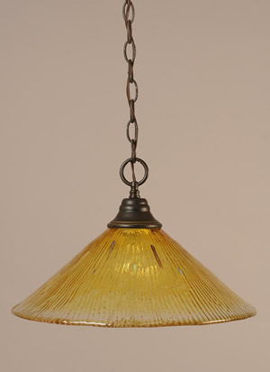 Chain Hung Pendant Shown In Dark Granite Finish With 16" Gold Champagne Crystal Glass