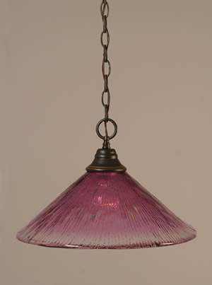 Chain Hung Pendant Shown In Dark Granite Finish With 16" Wine Crystal Glass