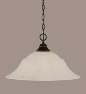 Chain Hung Pendant Shown In Matte Black Finish With 20"" White Marble Glass
