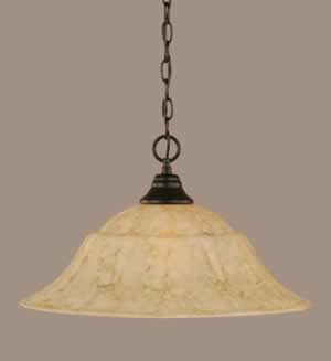 Chain Hung Pendant Shown In Matte Black Finish With 20"" Italian Marble Glass