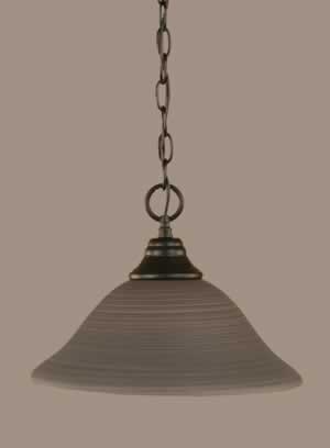 Chain Hung Pendant Shown In Matte Black Finish With 12" Gray Linen Glass