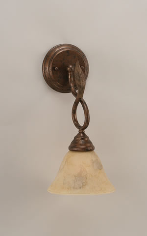 Leaf 1 Light Wall Sconce Shown In Bronze Finish With 7" Italian Marble Glass