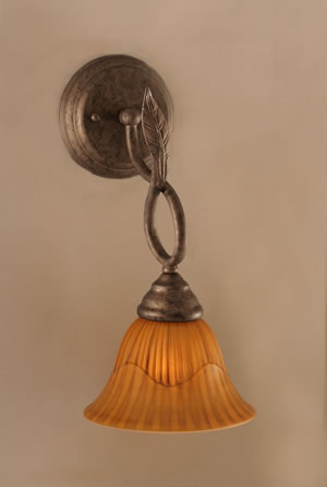 Leaf 1 Light Wall Sconce Shown In Bronze Finish With 7" Tiger Glass