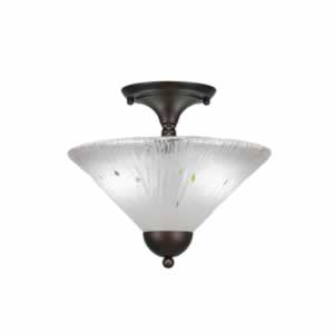 Semi-Flush with 2 Bulbs Shown In Bronze Finish With 12" Frosted Crystal Glass